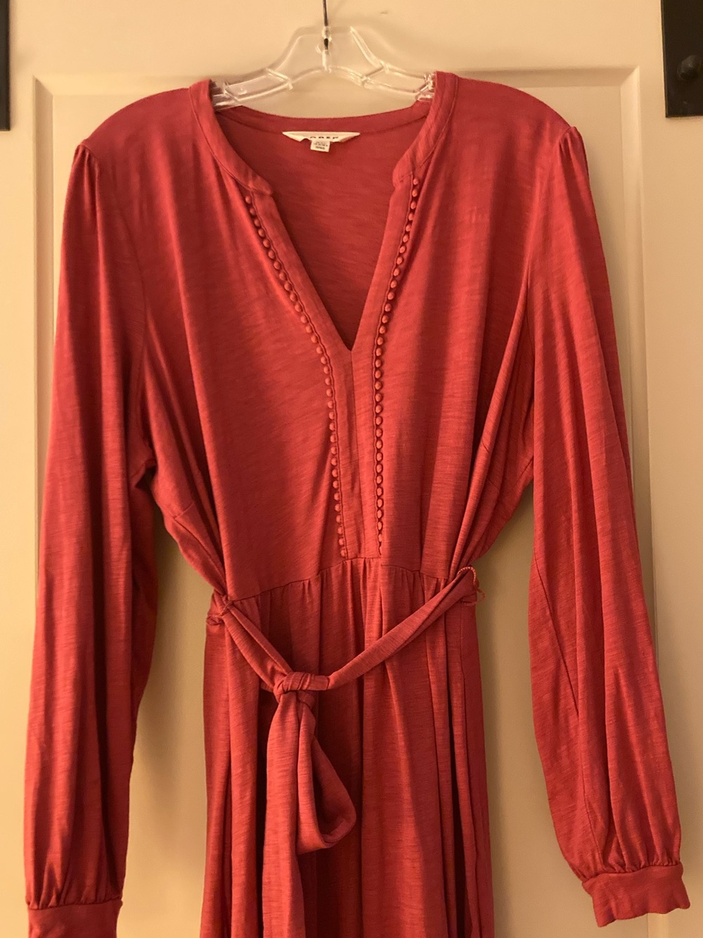 Boden Naomi Long Sleeve Jersey Dress-Terracotta Red 20/22